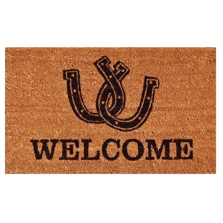 Configuracion 17 x 29 in. Horseshoe Welcome Rectangular Doormat Natural & Black CO3367125